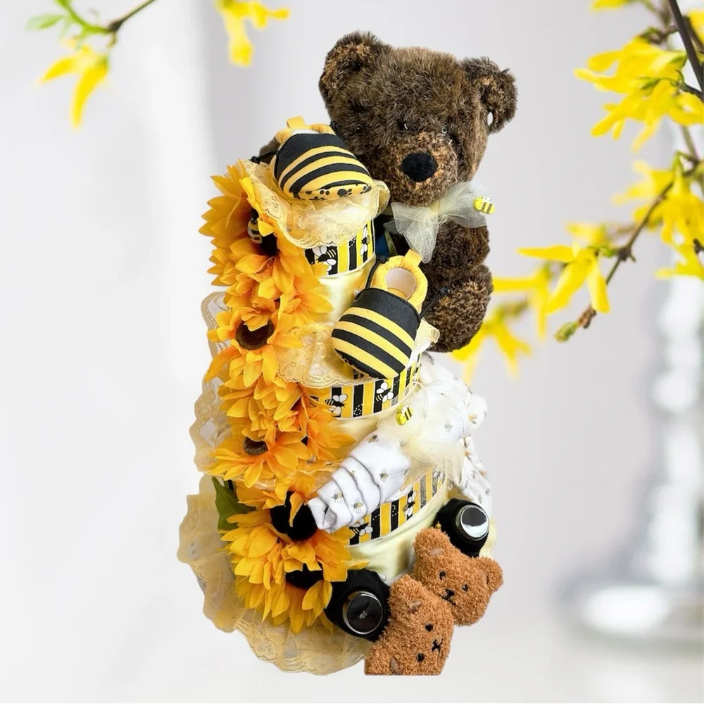Sunflowers Diaper Cake, Bee Baby Shower